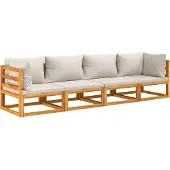 vidaXL 4-tlg. Garten-Lounge-Set mit Hellgrauen Kissen Massivholz