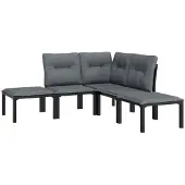 vidaXL 5-tlg. Garten-Lounge-Set Schwarz und Grau Poly Rattan