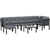 vidaXL 8-tlg. Garten-Lounge-Set Schwarz und Grau Poly Rattan