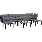 vidaXL 8-tlg. Garten-Lounge-Set Schwarz und Grau Poly Rattan