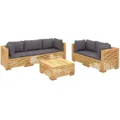 vidaXL 6-tlg. Garten-Lounge-Set mit Kissen Massivholz Teak