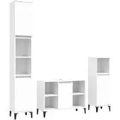 vidaXL 3-tlg. Badmöbel-Set Weiß Holzwerkstoff
