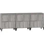 vidaXL Sideboards 3 Stk. Grau Sonoma 60x35x70 cm Holzwerkstoff