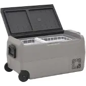 vidaXL Kühlbox mit Rollen und Adapter Schwarz & Grau 50 L PP & PE