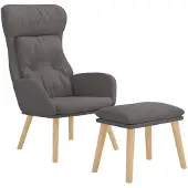vidaXL Relaxsessel mit Hocker Dunkelgrau Stoff
