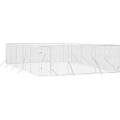 vidaXL Outdoor-Hundezwinger Silbern 6x10x2 m Verzinkter Stahl