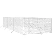 vidaXL Outdoor-Hundezwinger Silbern 4x12x2 m Verzinkter Stahl