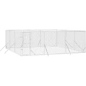 vidaXL Outdoor-Hundezwinger Silbern 6x6x2 m Verzinkter Stahl
