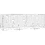 vidaXL Outdoor-Hundezwinger Silbern 6x2x2 m Verzinkter Stahl