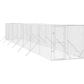vidaXL Outdoor-Hundezwinger Silbern 2x14x2 m Verzinkter Stahl