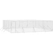 vidaXL Outdoor-Hundezwinger Silbern 8x8x2 m Verzinkter Stahl