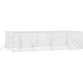 vidaXL Outdoor-Hundezwinger Silbern 8x4x2 m Verzinkter Stahl