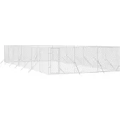 Super Merchant Outdoor-Hundezwinger Silbern 6x14x2 m Verzinkter Stahl