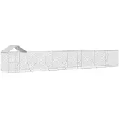 vidaXL Outdoor-Hundezwinger mit Dach Silbern 14x2x2,5 m Stahl Verzinkt
