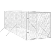 vidaXL Outdoor-Hundezwinger Silbern 2x6x2 m Verzinkter Stahl