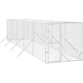 vidaXL Outdoor-Hundezwinger Silbern 2x10x2 m Verzinkter Stahl