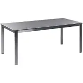 Beliani Gartentisch Schwarz Sicherheitsglas mit Keramik Rechteckig 180 x 90 cm Edelstahlgestell Modern Garten Terrasse Ausstattung Gartenmöbel