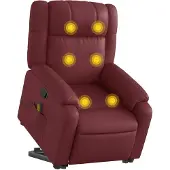 vidaXL Massagesessel mit Aufstehhilfe Weinrot Kunstleder