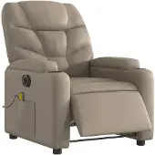 vidaXL Massagesessel Elektrisch Cappuccino-Braun Kunstleder