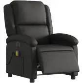 vidaXL Massagesessel Elektrisch Schwarz Echtleder
