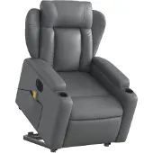 vidaXL Massagesessel mit Aufstehhilfe Elektrisch Grau Kunstleder