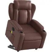 vidaXL Massagesessel mit Aufstehhilfe Elektrisch Braun Kunstleder