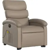 vidaXL Massagesessel mit Aufstehhilfe Elektrisch Cappuccino Kunstleder