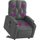 vidaXL Massagesessel mit Aufstehhilfe Dunkelgrau Stoff