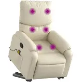 vidaXL Massagesessel mit Aufstehhilfe Creme Kunstleder