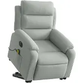 vidaXL Massagesessel mit Aufstehhilfe Elektrisch Hellgrau Samt