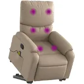 vidaXL Massagesessel mit Aufstehhilfe Cappuccino-Braun Kunstleder