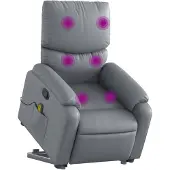 vidaXL Massagesessel mit Aufstehhilfe Grau Kunstleder