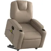vidaXL Massagesessel mit Aufstehhilfe Elektrisch Cappuccino Kunstleder