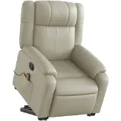 vidaXL Massagesessel mit Aufstehhilfe Creme Kunstleder