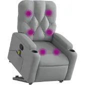 vidaXL Massagesessel mit Aufstehhilfe Hellgrau Stoff