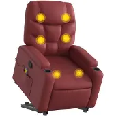 vidaXL Massagesessel mit Aufstehhilfe Weinrot Kunstleder