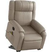 vidaXL Massagesessel mit Aufstehhilfe Elektrisch Cappuccino Kunstleder
