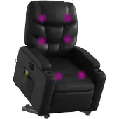 vidaXL Massagesessel mit Aufstehhilfe Elektrisch Schwarz Kunstleder