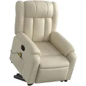 vidaXL Massagesessel mit Aufstehhilfe Elektrisch Creme Kunstleder