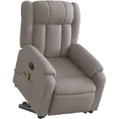 vidaXL Elektrischer Massagesessel mit Aufstehhilfe Taupe Stoff