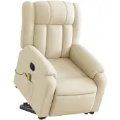 vidaXL Massagesessel mit Aufstehhilfe Creme Stoff