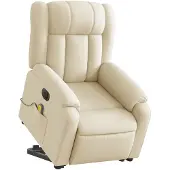 vidaXL Elektrischer Massagesessel mit Aufstehhilfe Creme Stoff