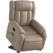 vidaXL Massagesessel mit Aufstehhilfe Cappuccino-Braun Kunstleder