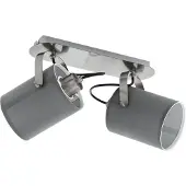 Eglo Deckenlampe Villabate, 2 flammige Textil Deckenleuchte, Deckenspot aus Stahl, Stoff, Farbe: Nickel matt, grau, Fassung: E27