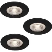 Briloner LED Einbauleuchten Badleuchte 3er Set 5 W 3000K IP44 Schwarz-matt Ø9cm