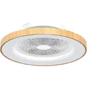 Mantra-Iluminacion Smart LED-Deckenventilator Tibet, holzfarben, leise, Ø 65 cm dimmbar, für Wohn- / Esszimmer, Metall, Modern