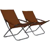 vidaXL Klappbare Strandstühle 2 Stk. Stoff Braun