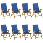 vidaXL Gartenstühle mit Auflagen 8 Stk. Massivholz Teak