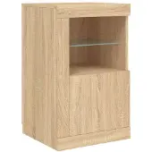 vidaXL Beistellschrank mit LED-Leuchten Sonoma Eiche Holzwerkstoff