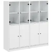 vidaXL Bücherschrank mit Türen Weiß 136x37x142 cm Holzwerkstoff